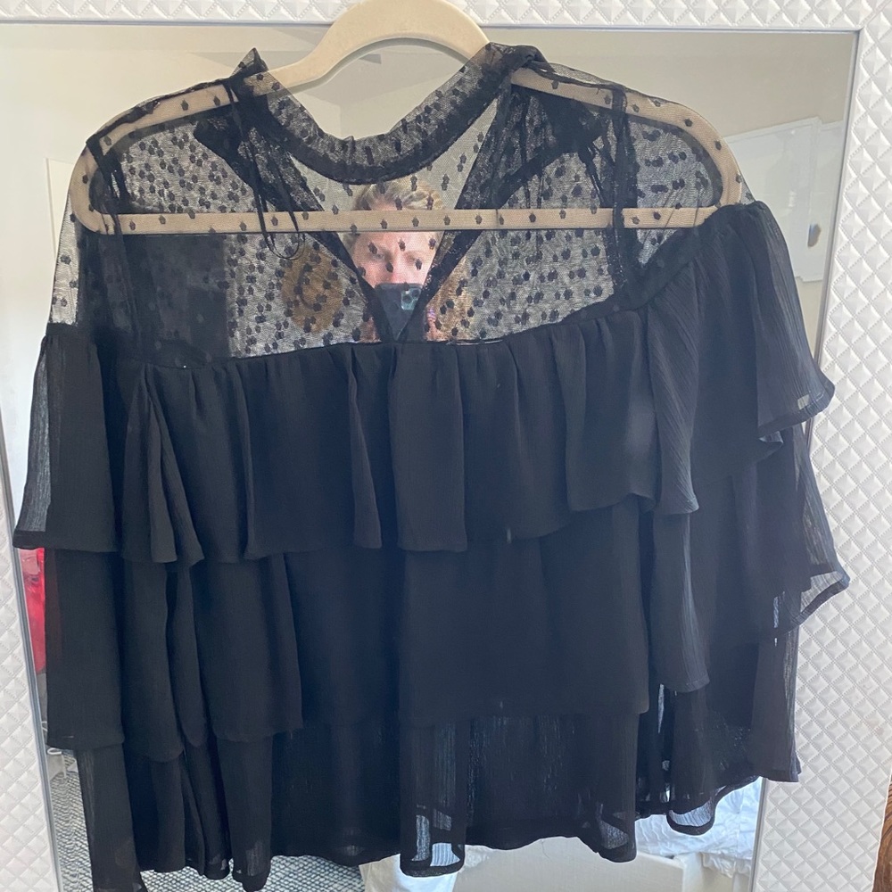 COPY - Sexy Black 3/4 Length Sleeve Top.